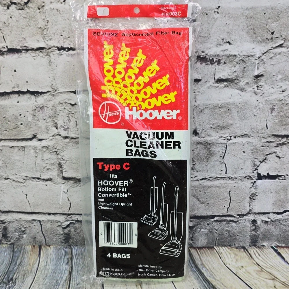 3 Packs Hoover Type C Vacuum Bags‎ 4010003C NOS 4 Bags Each Bottom Fill Upright